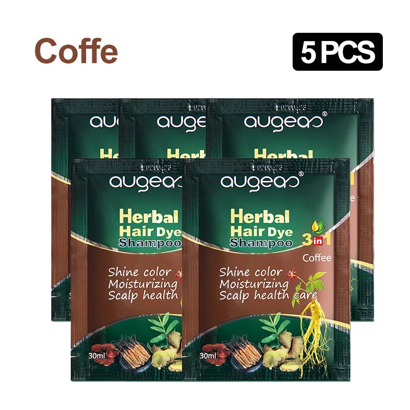 3/5 PCS Hair Dye Shampoo Natural Herbal Plant Fast Dye White Grey Removal Long-lasting Hair Color Products Hair Shampoo 30 ml