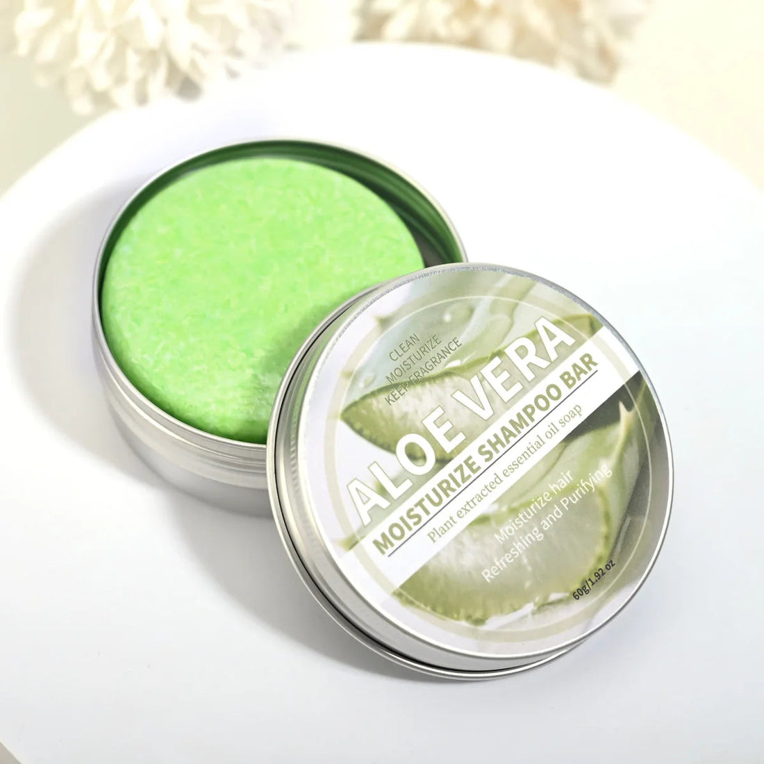 Aloe Vera Moisturizing Shampoo Bar, Plant Extract Essence Deep Cleaning Shampoo and Hair Care Soap Halalzen