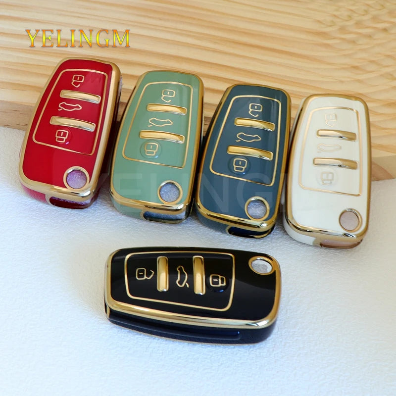 Soft TPU Car Key Cover Case Shell Bag For Audi A3 A4 A5 A6L C6 8L 8P B6 B7 B8 C6 RS3 Q3 Q7 TT 8L 8V S3 Protector Accessories
