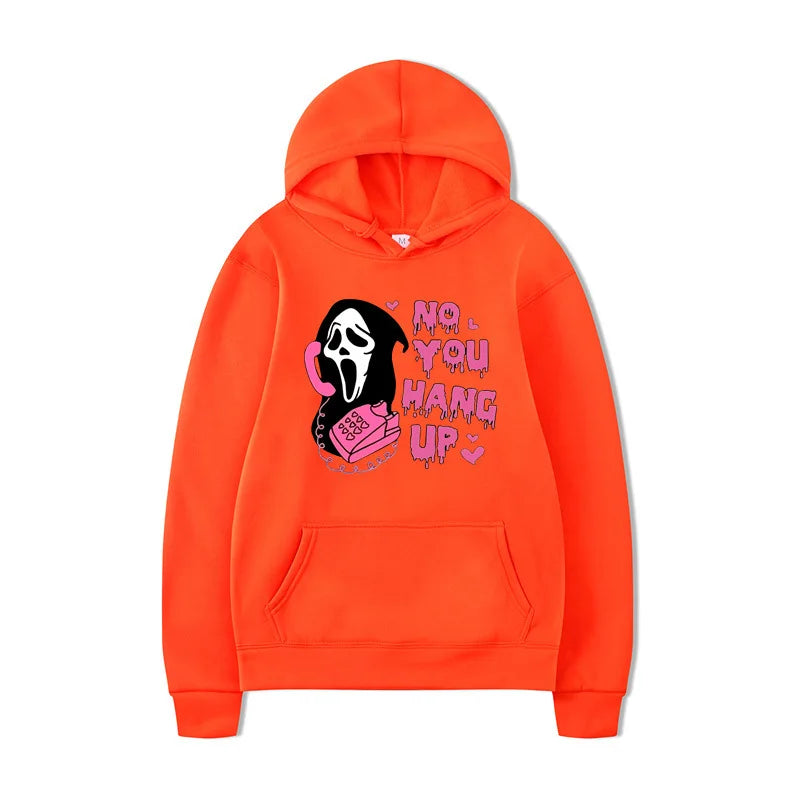 No You Hang Up Halloween Hot Selling Hoodie Colorful Printed Harajuku Hip Hop Long Sleeve Loose Hoodie Casual Top