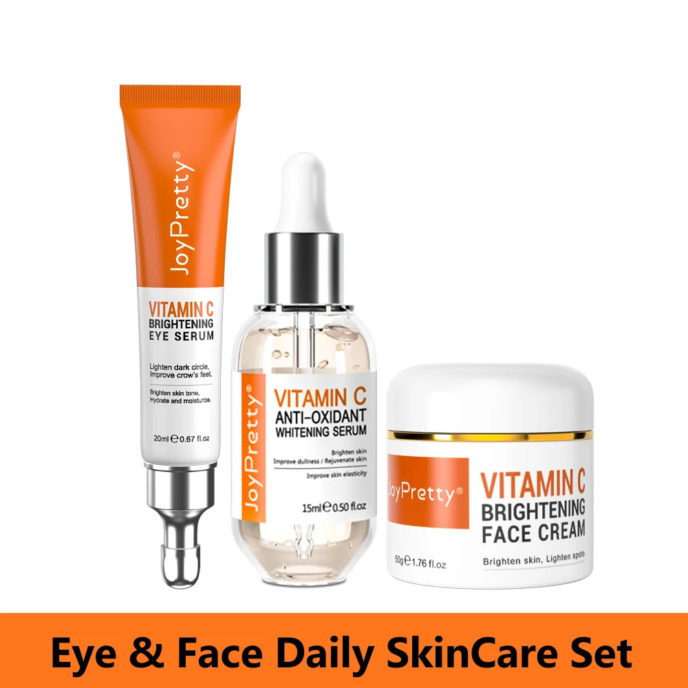 Vitamin C for Face Whitening Set Dark Spots Removal Cream Skincare Kits Eye Lightening Moisturizing Facial Serum Skin Care