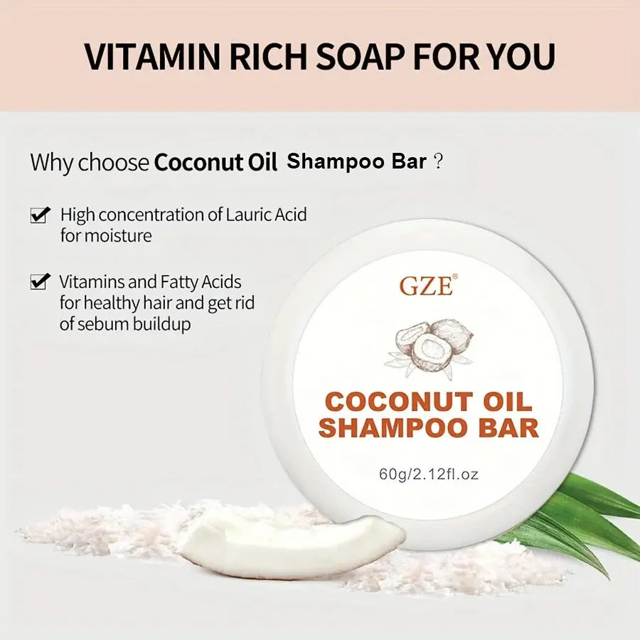 GZE Coconut Oil Shampoo Bar, Moisturizing Bar Shampoo for Dry Hair Halalzen