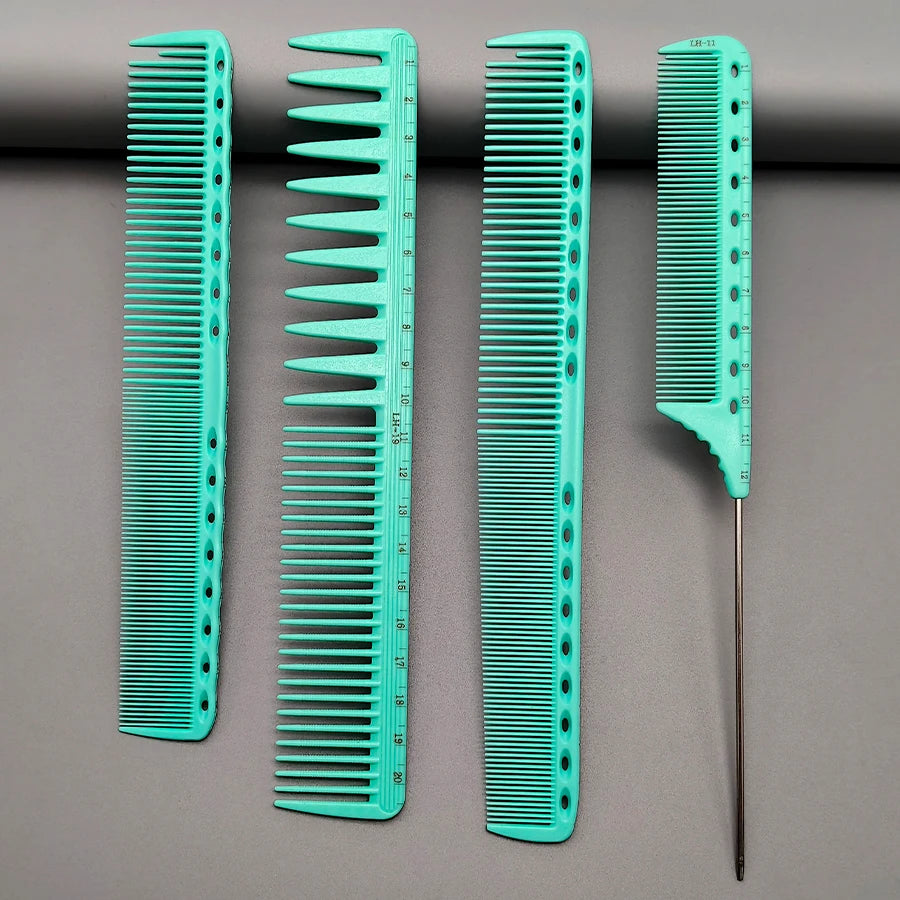 4Pcs Graduated Combs, Combs with Measuring Scales, Can Precisely Cut Hair, a Must-Have Hair Cutting Comb Set for Salon Stylists, and a Hair Styling Comb Set for Home Use