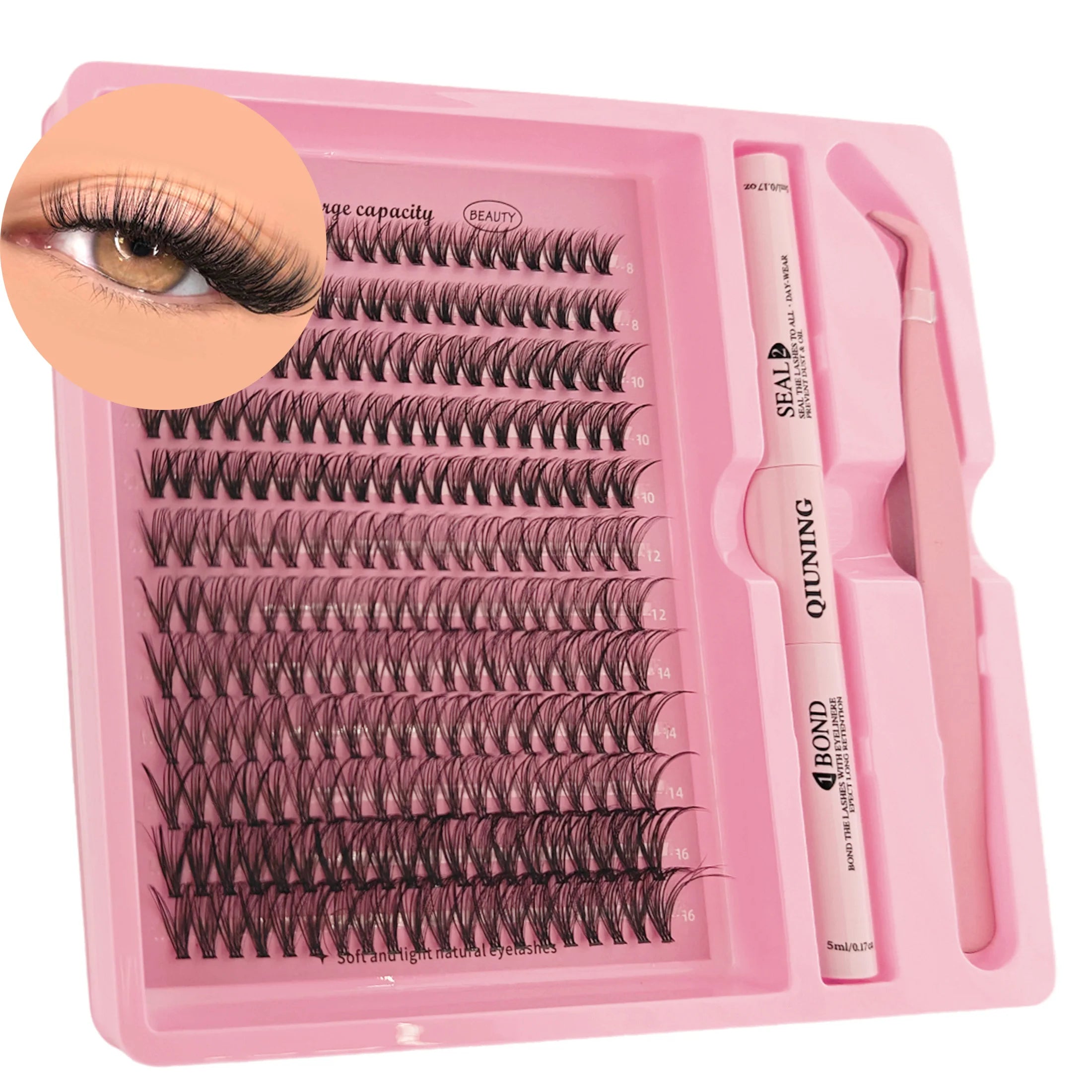 QIUNING Eyelash Clusters Kit Fluffy Individual Lashes Lash Bond and Seal and Remover Faux Mink Lashes Eyelash Extension DIY Halalzen