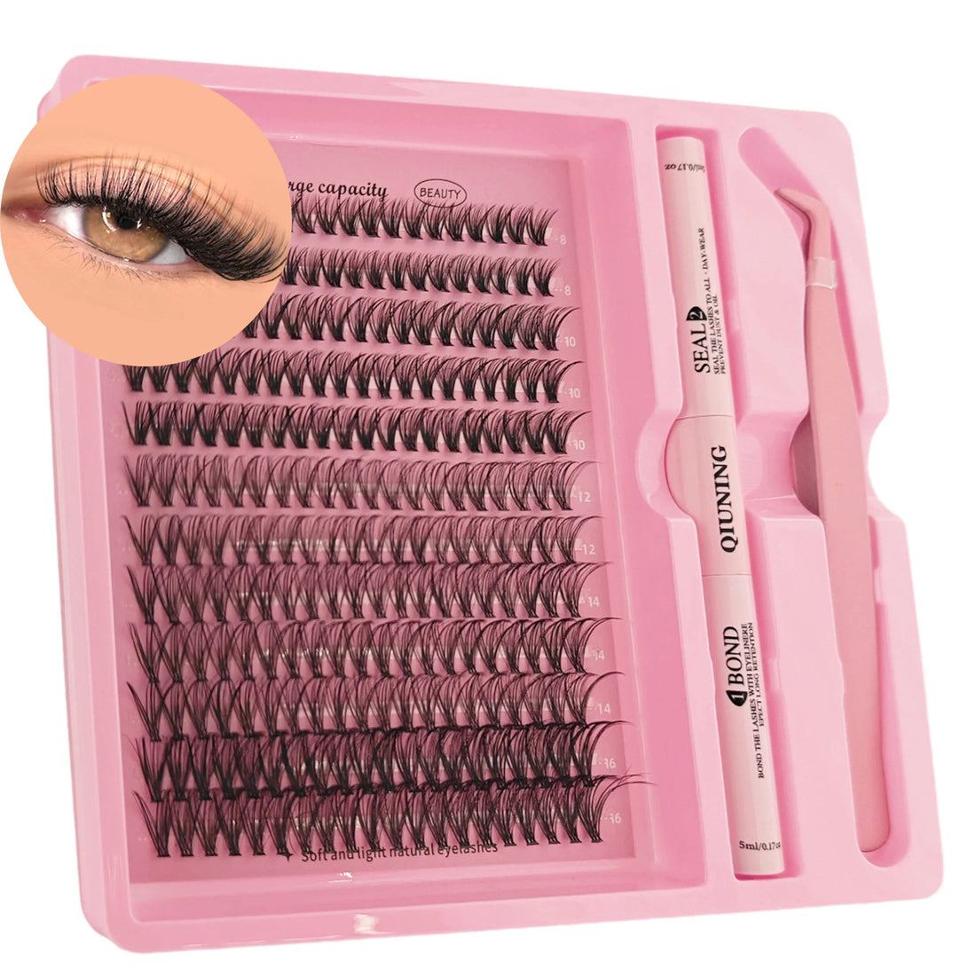 QIUNING Eyelash Clusters Kit Fluffy Individual Lashes Lash Bond and Seal and Remover Faux Mink Lashes Eyelash Extension DIY Halalzen