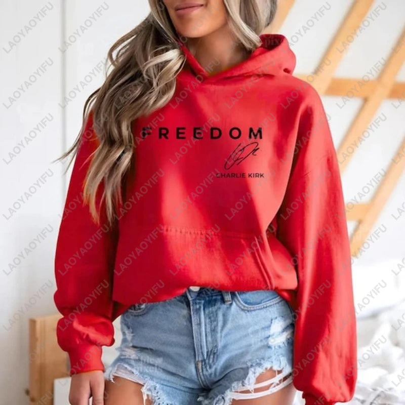 Charlie Kirk Freedom Drop Shoulder Sweatshirt Freedom Graphic Hoodies Men Woman Charlie Kirk Turning Point Pullovers Hoodie