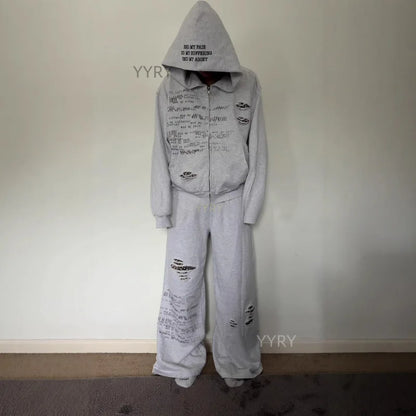 European and American y2k printed letter pullover sweatshirt long sleeved pullover hoodie