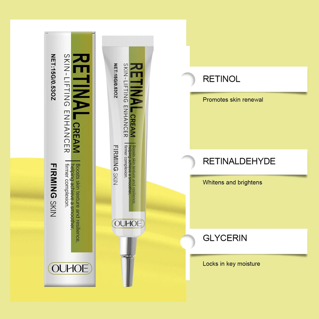 Retinol Tightening Face Cream Anti-Wrinkle Lifting Firming Night Cream Deep Hydrating Panthenol Moisturizer for Dry Mature Skin