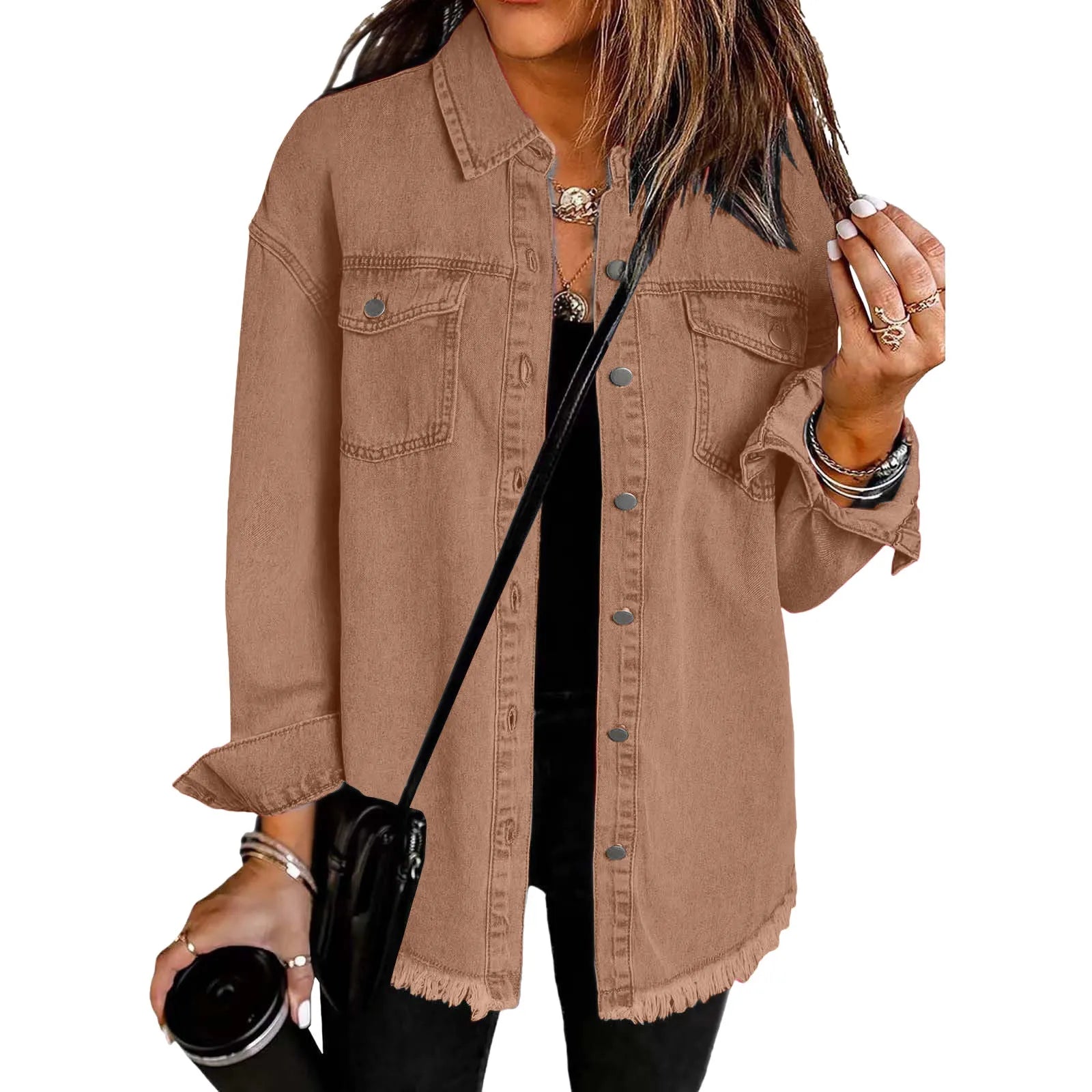 Jean Cardigans Women Fashion Washed Denim Shirt Jacket Autumn And Winter Personality Street Ruffled Denim Jacket For Women