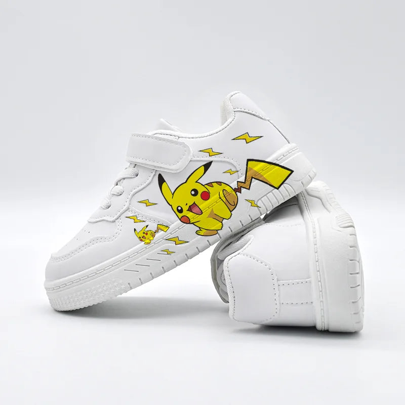 2025 Pikachu Cartoon Cute Unisex White Sneakers Spray Paint Kids Casual Shoes Cross Border Hot Sale