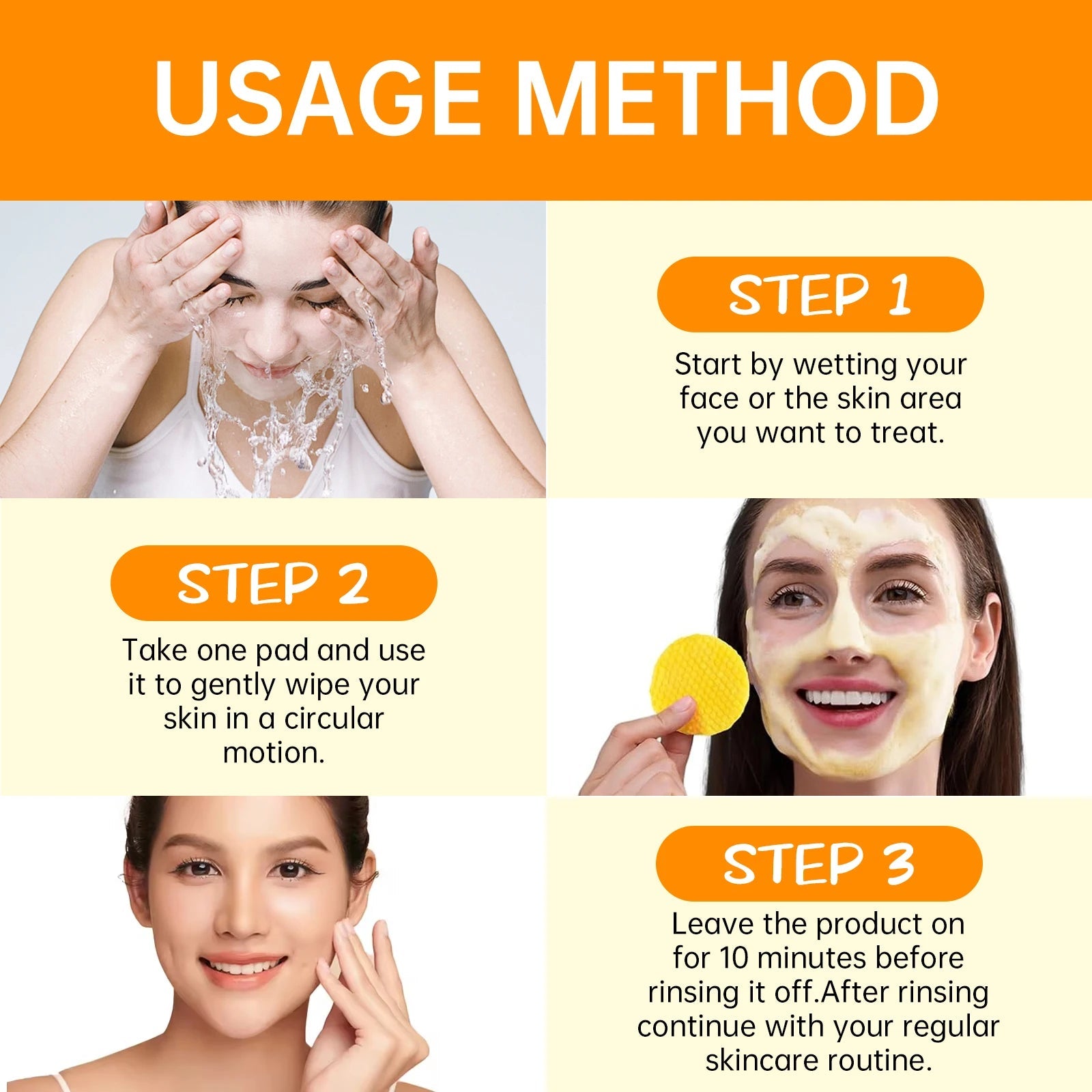 50pcs Kojic Acid Turmeric Cleansing Pads Curcuma Longa Root Facial Sponges Exfoliating Pads Daily Cleansing Skin Care Product Halalzen