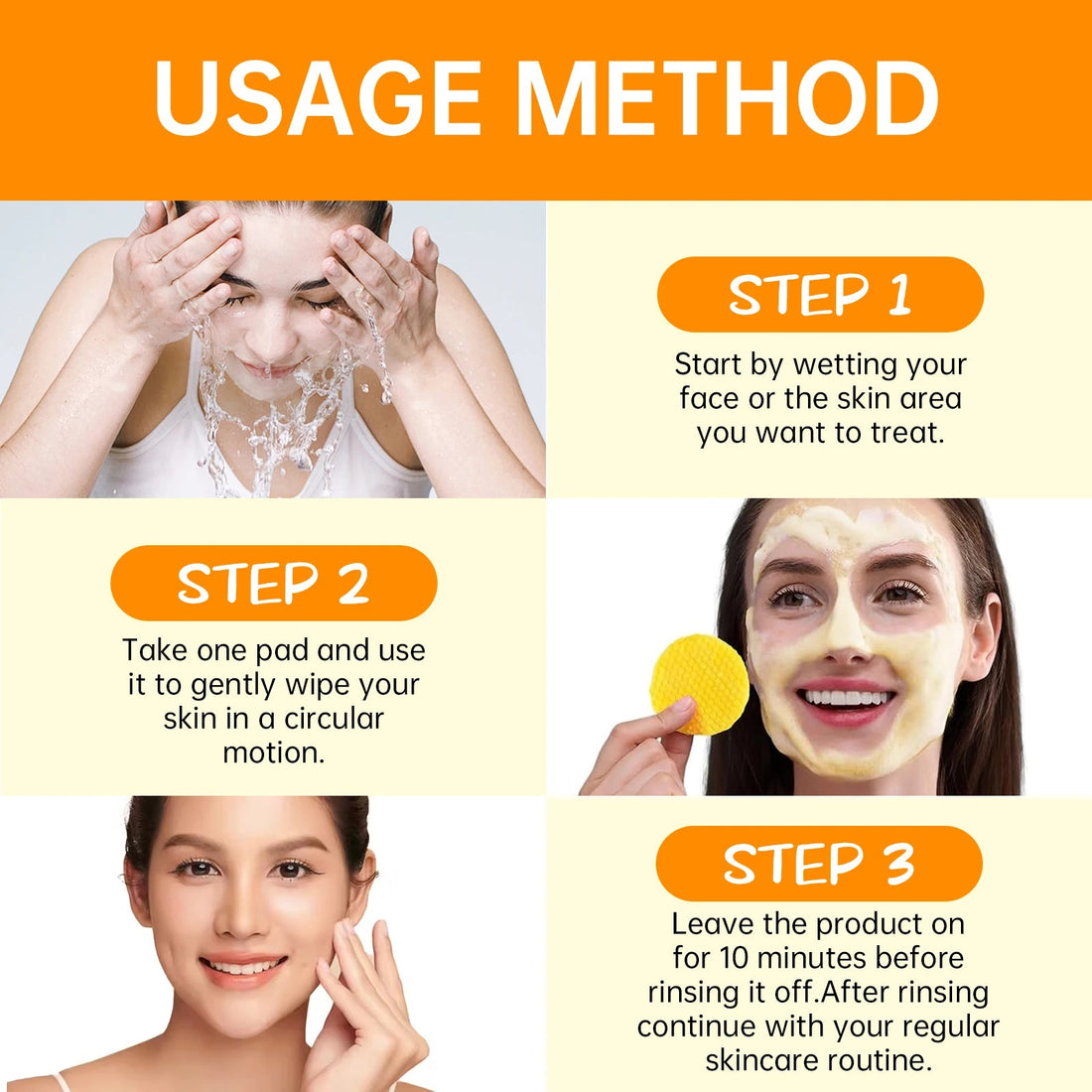 50pcs Kojic Acid Turmeric Cleansing Pads Curcuma Longa Root Facial Sponges Exfoliating Pads Daily Cleansing Skin Care Product Halalzen