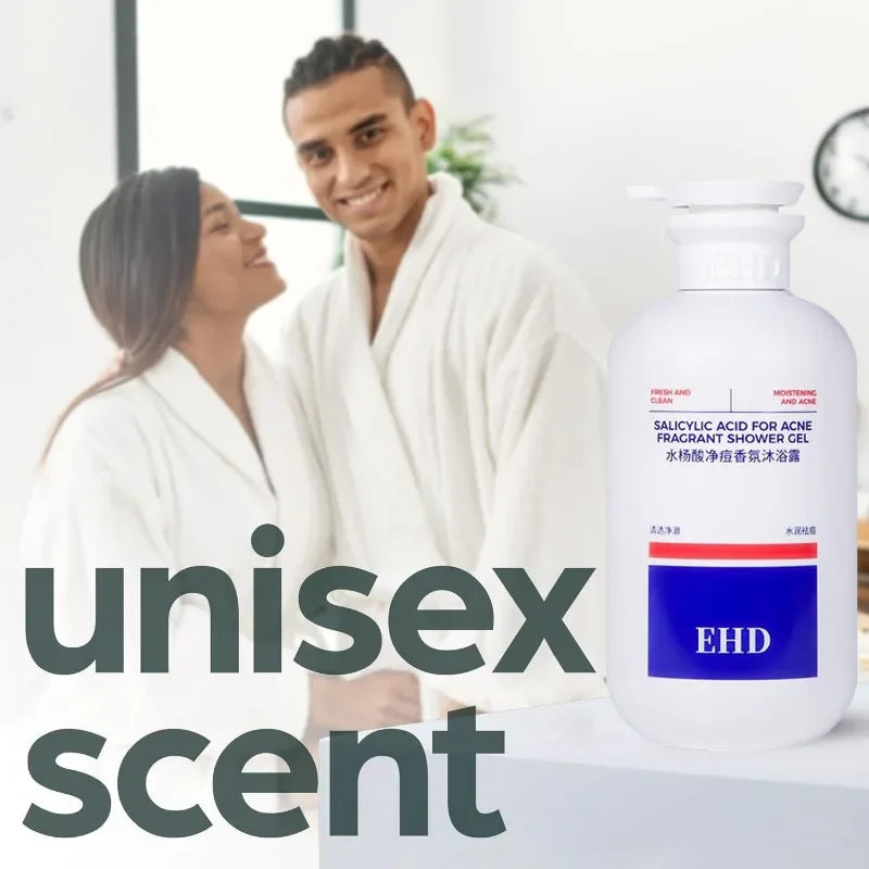 EHD Salicylic Acid  Fragrance Body Wash Gentle Exfoliating for Blemish-Prone Skin,Oil Control pH Balance Shower Gel Smooth Skin Halalzen
