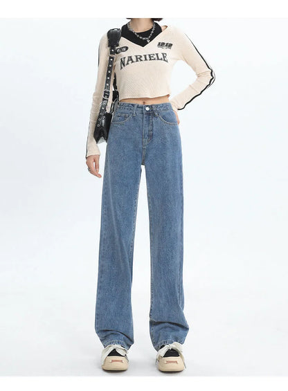 New Autumn And Winter Styles Suitable For All Seasons Basic Jeans For Women High Waist Retro Wide Leg Versatile And Casual Jeans