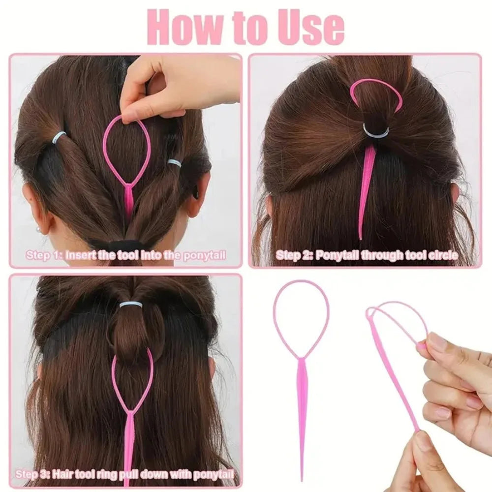 1/3 pcs Plastic Magic Pull Hair Pin Clip Hair Braid Ponytail Maker Accessories Diy Hair Styling Tail Tool Fashion Salon