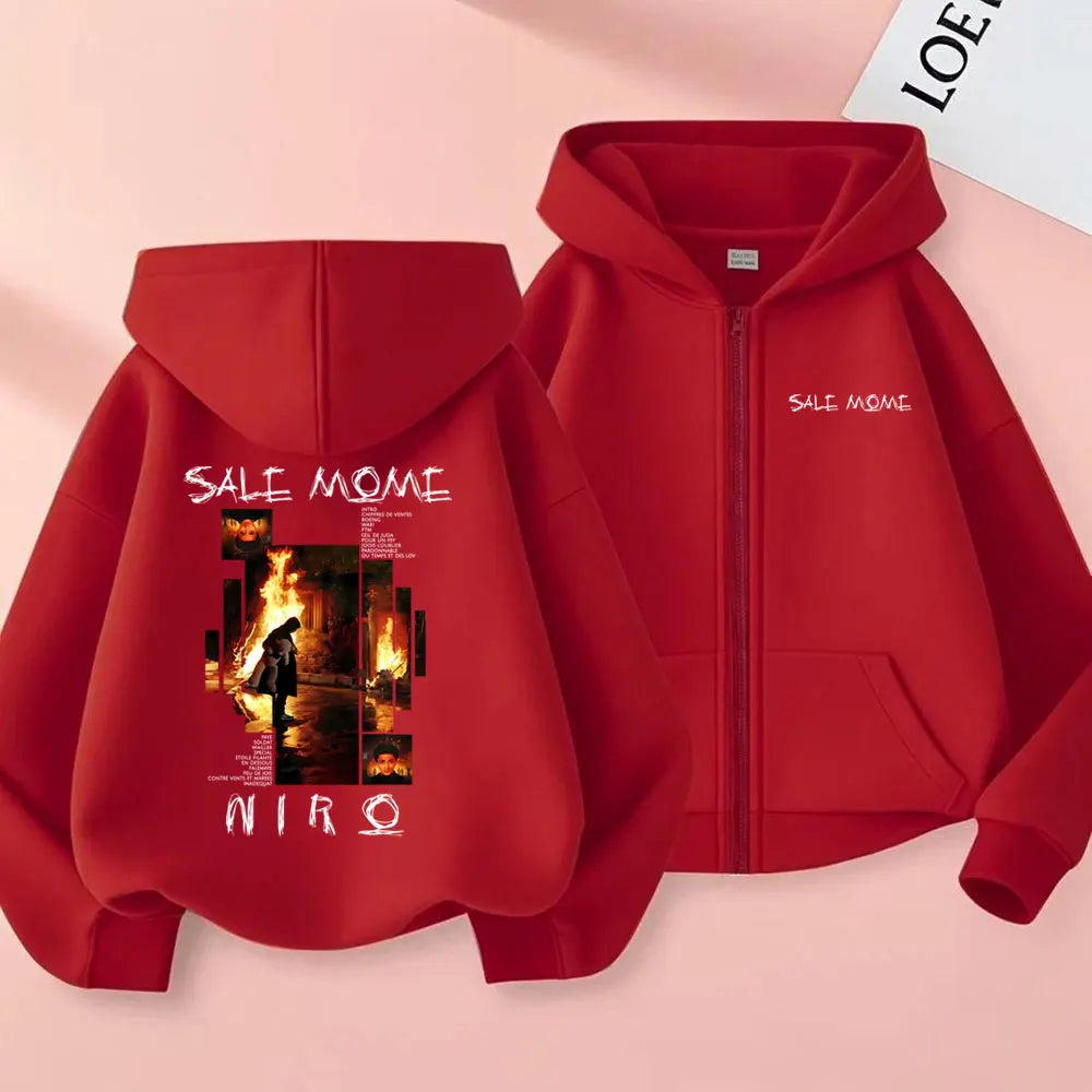 Rapper Niro Sale Mome Album Graphic Zipper Hoodie OX7 Hoodies Men Women Hip Hop Pop Music Zip Up Jacket Male Fashion Casual Coat