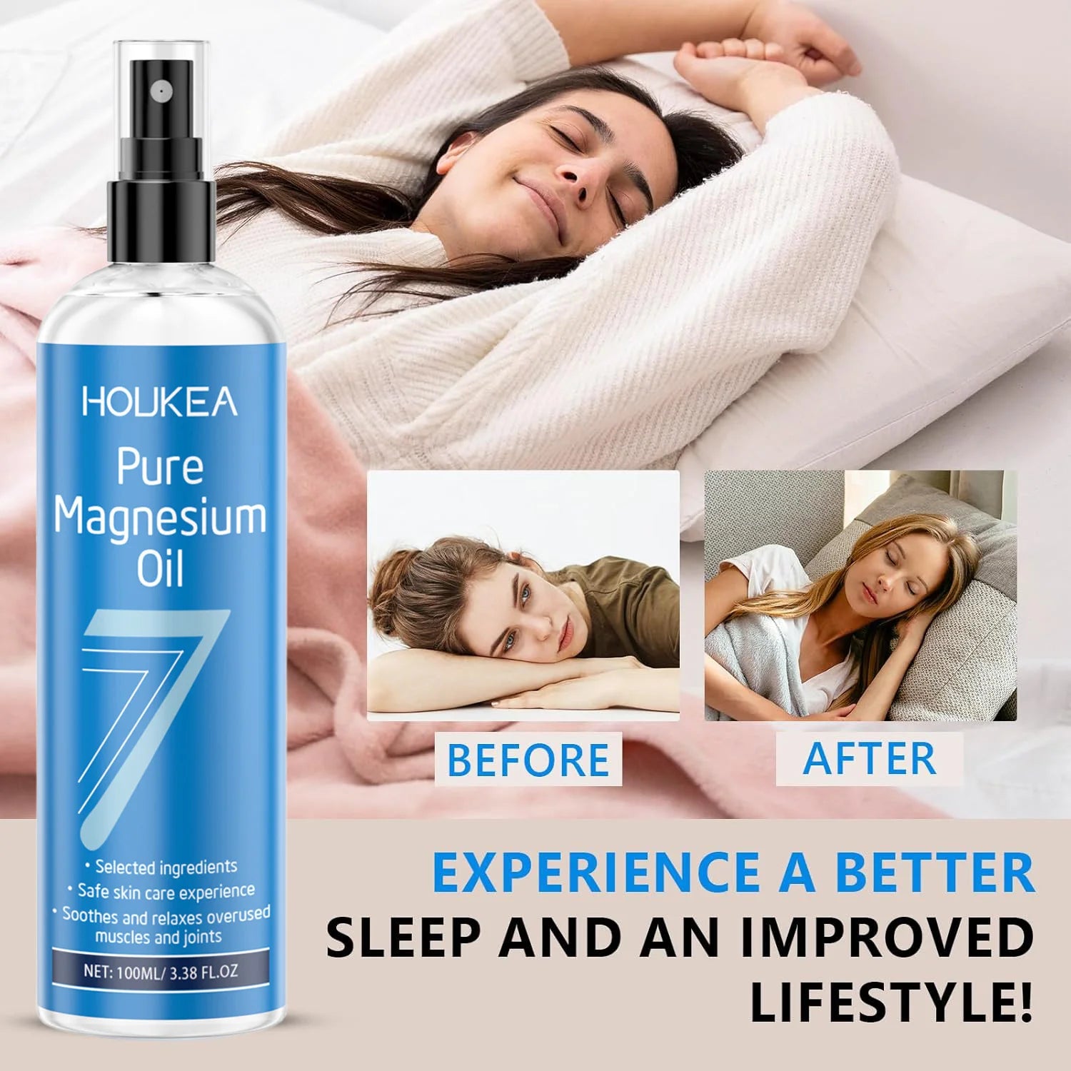 Pure Magnesium Oil Spray Grade Magnesium Chloride Liquid for Foot & Body Care Spray for Improve Roughness Skin& Quick Absorption