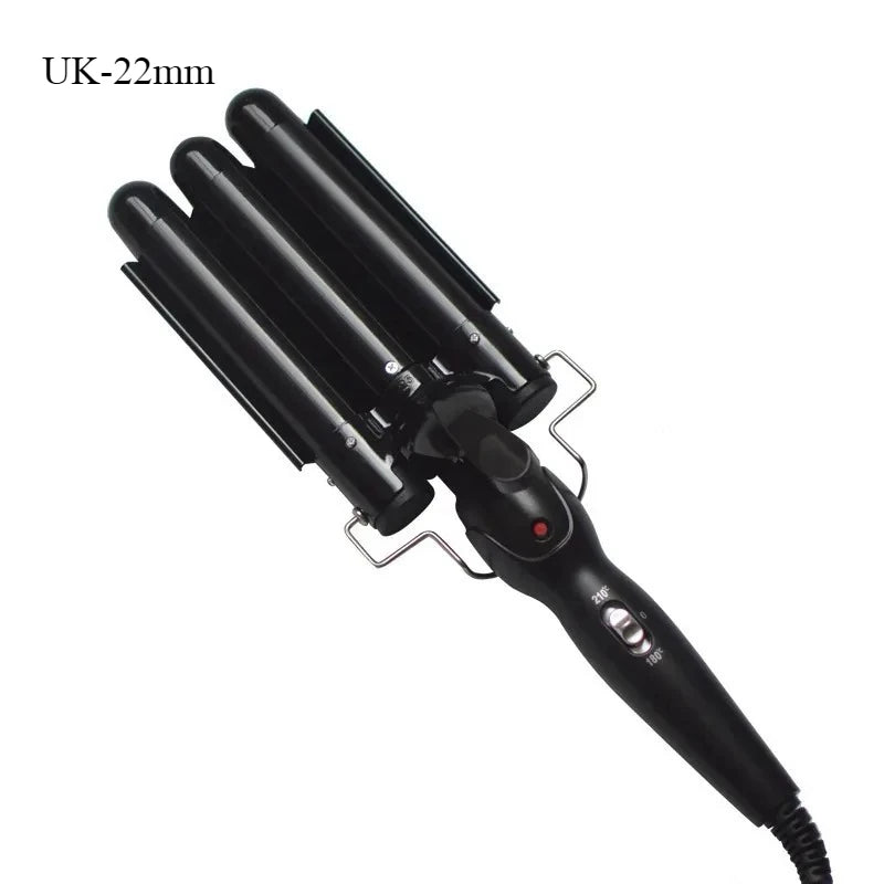 Professional Triple Barrel Hair Curler Ceramic Tourmaline Technology Fast Heating Anti Scalding Hair Styler Long Lasting Waves Halalzen