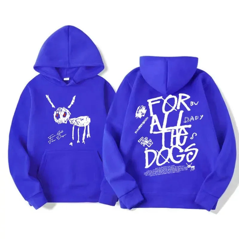 Men's fashion Hip Hop sweatshirt Vintage Streetwear sweatshirt hat all dog pattern printed hoodies from rapper Drake's new album