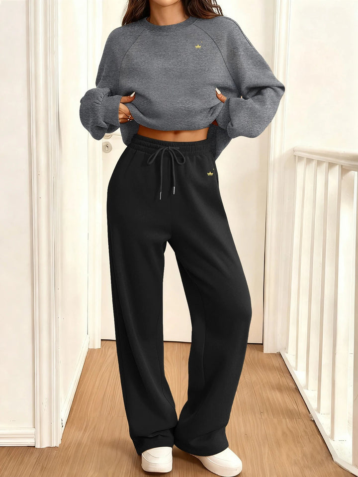 2026 Autumn and Winter Fashion Loose Set round Neck Sportswear Women's Two-Piece Outfit Comfortable fitness jogging fashion suit HALALZEN
