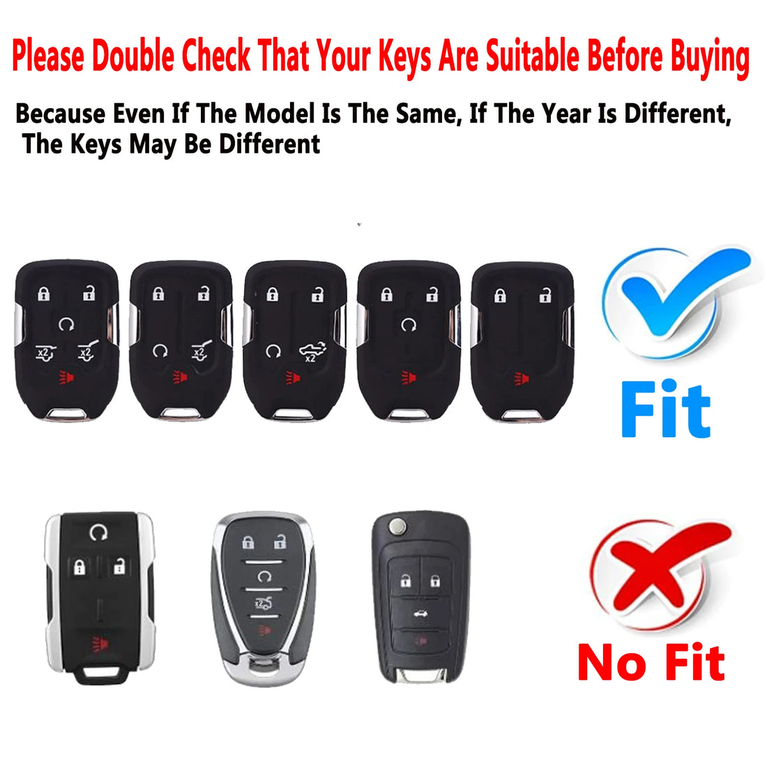 key fob cover case Compatible with Chevy Chevrolet Silverado Suburban Tahoe GMC Yukon/Yukon XL Terrain Acadia shell keychain