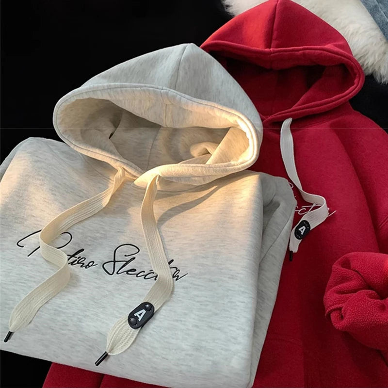 Men Hoodie Letter Printed Long Sleeve Autumn Sweatshirts Goth Fashion Y2K Vintage Hoodies Streetwear Fleece Pullover Hoody