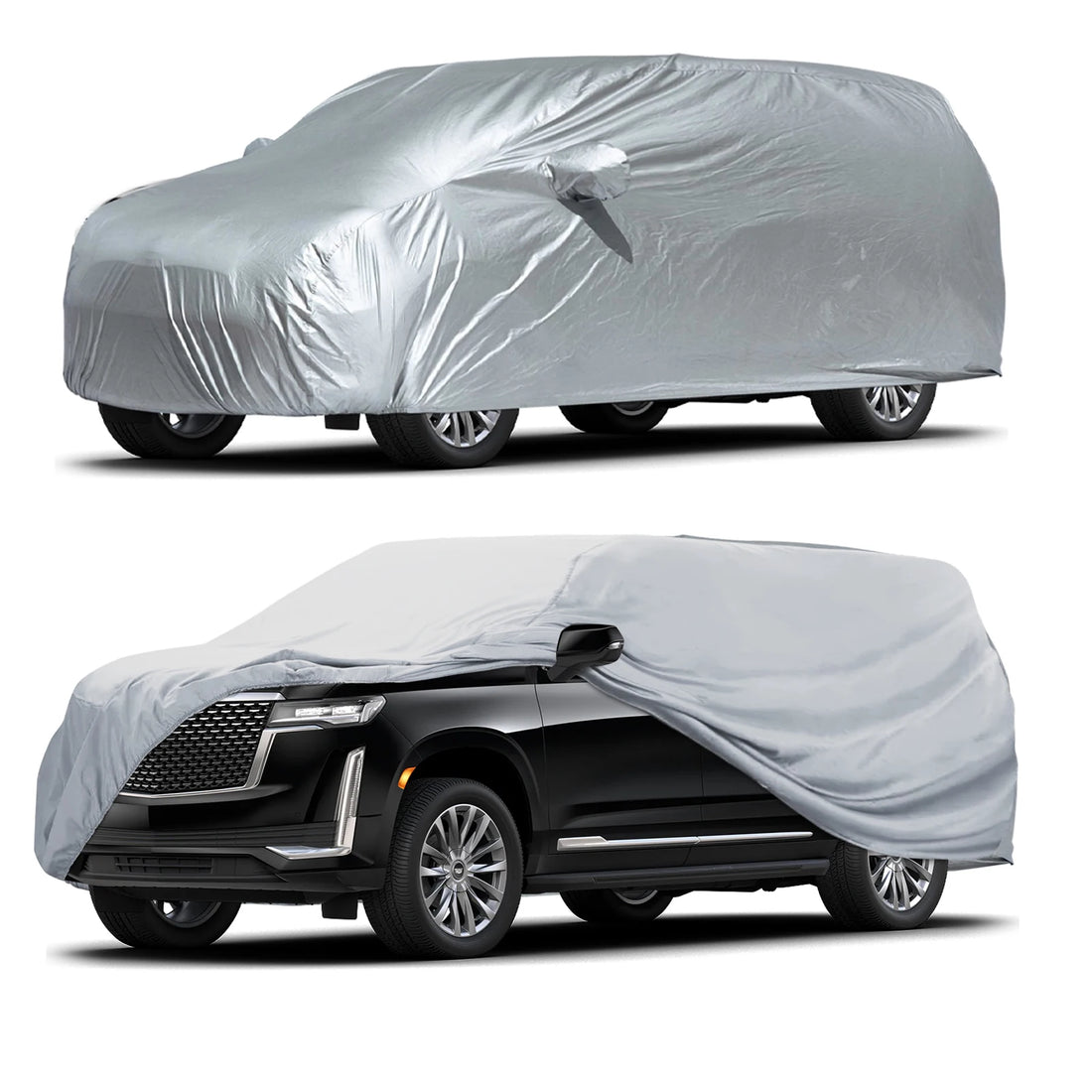 Universal SUV/Sedan Full Car Covers Outdoor Waterproof Sun Rain Snow Dust Resistant Protection UV Car silver Auto Case Cover
