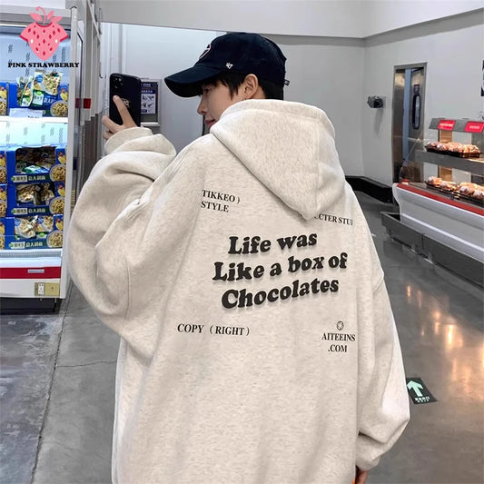 American Retro Hoodies Men Autumn Winter 2025New Fashion Street Letter Print Kangaroo Pouch Y2K Top Men Warm Sweatshirt Student