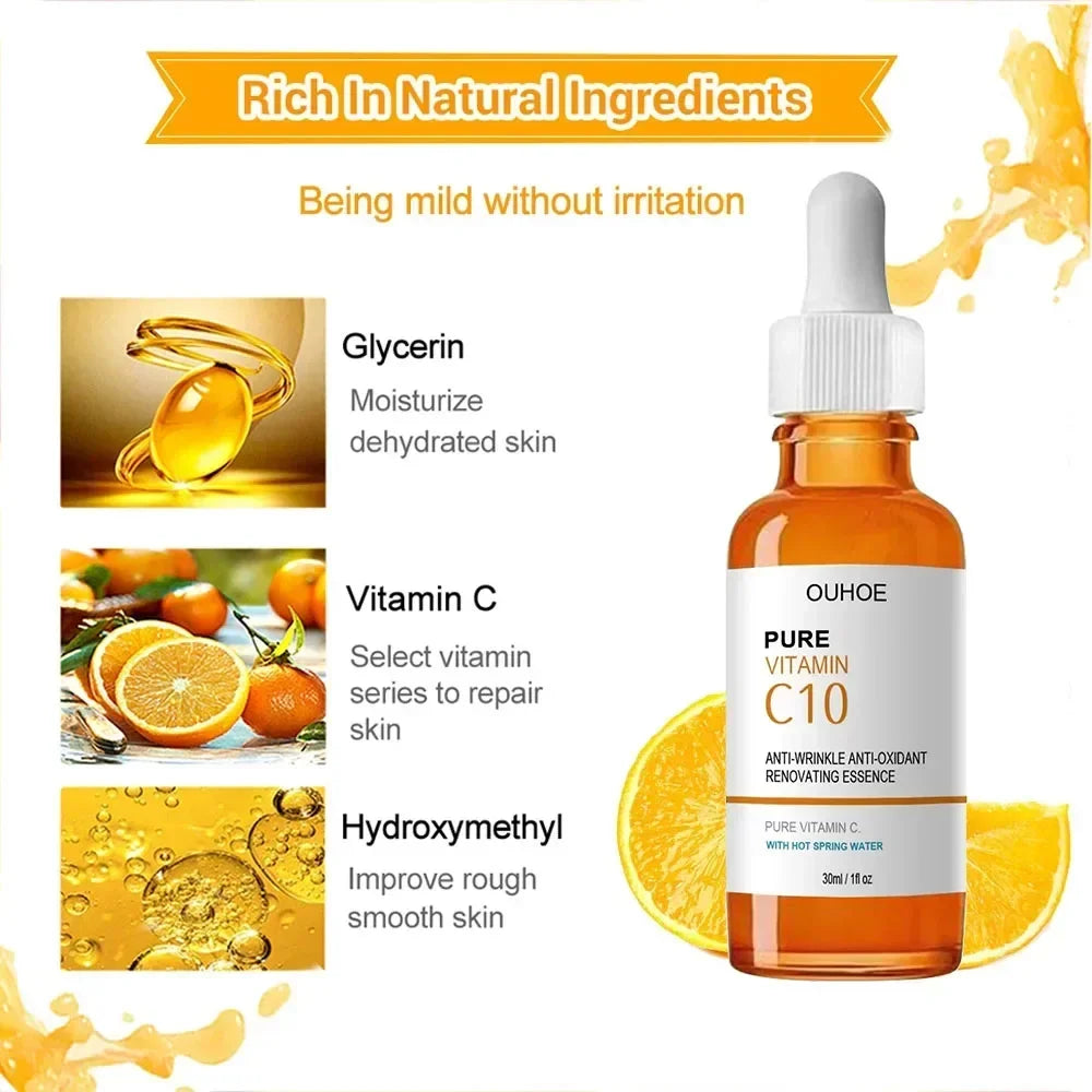 Vitamin C Wrinkle Remover Face Serum Lifting Firming Fade Fine Lines Anti-aging Essence Whitening Brighten Nourish Skin Care Halalzen