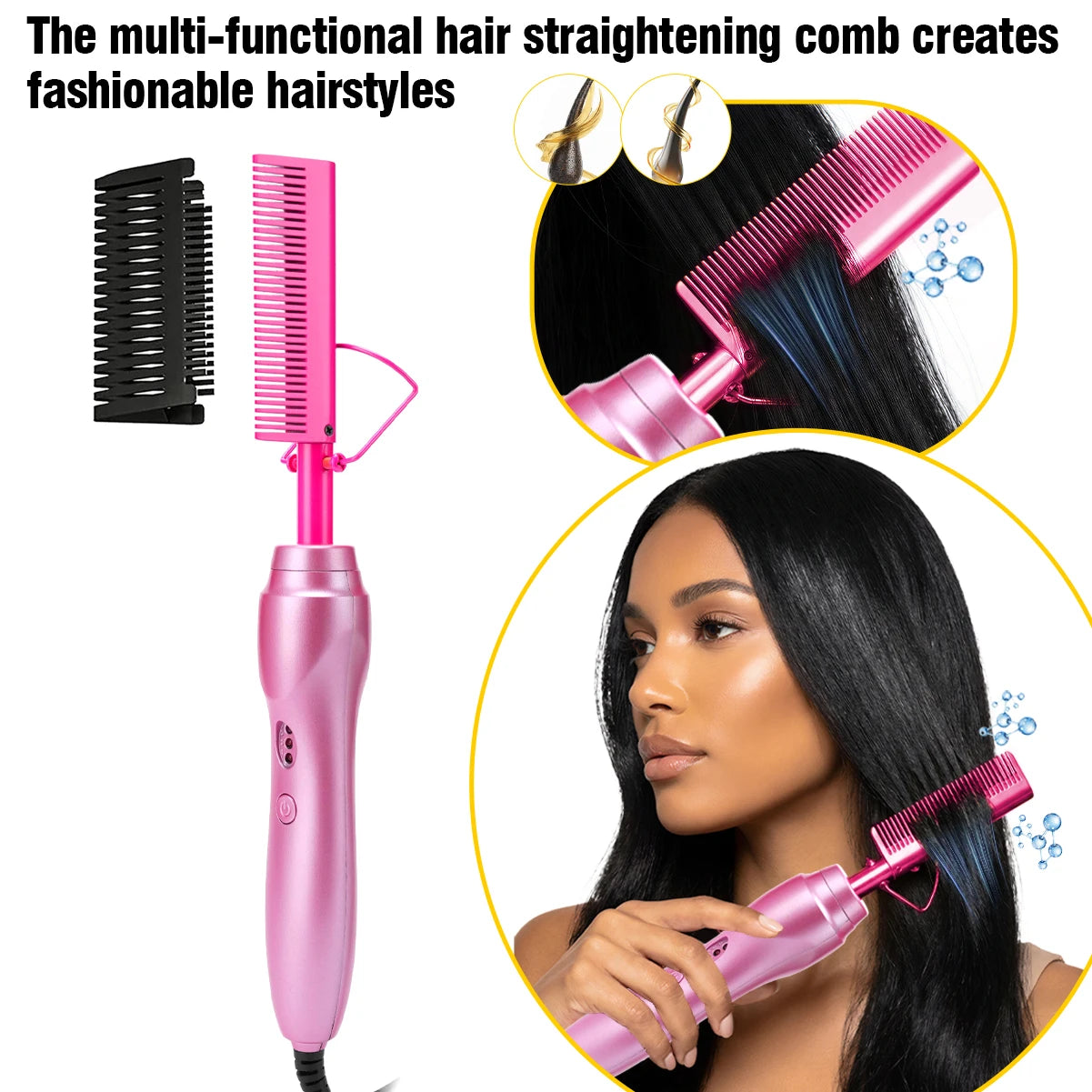 GOIPLE Electric Hot Comb Fast Heating Straightener Curling Iron Curler Brush Styling Tools for Hair Care Lace Wig Styling Set Halalzen