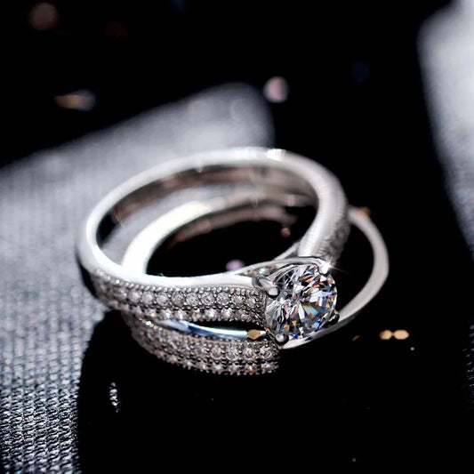 Moissanite Eight Hearts and Eight Arrows Zircon Ring European and American Fashion Engagement Ring