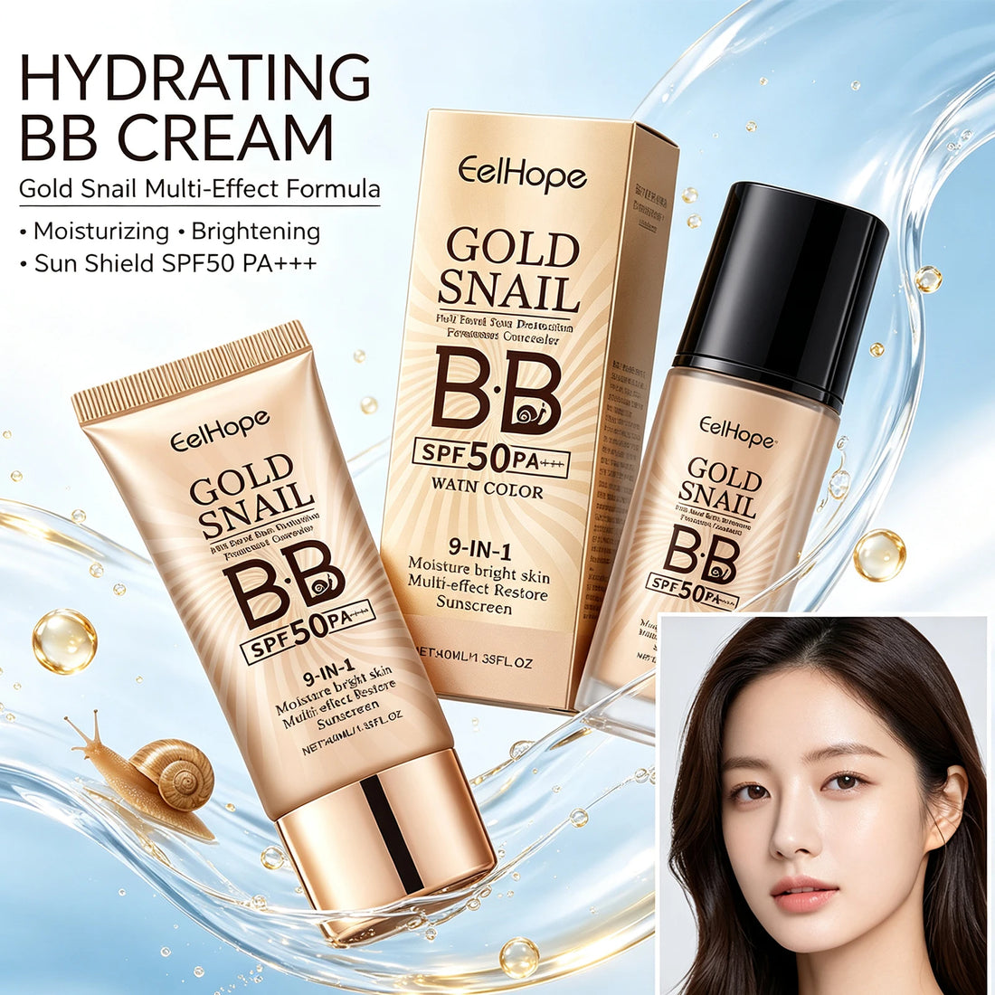 9-in-1 Moisture Bright Skin Multi-effect Restore Sunscreen Foundation Cream Long Lasting Moisturizing Concealer Natural Fit Skin