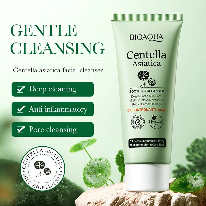 BIOAQUA Centella Asiatica Facial Cleanser Moisturizing Oil Control Face Cleansing Face Wash Foam Facial Cleanser Skin Care Halalzen
