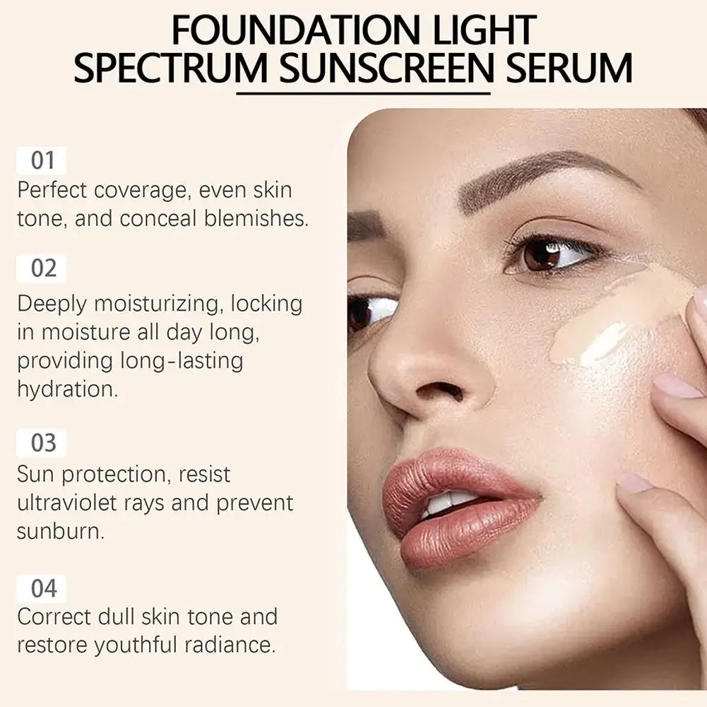 4-in-1 Foundation Liquid Makeup 4 In 1 Foundation Light Spectrum Sunscreen Serum Liquid Hydrating Full Coverage Concealer SPF 50 Halalzen