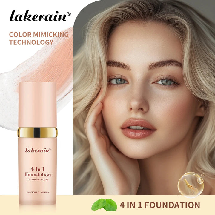 Lakerain Liquid Foundation Long-lasting Moisturizing Hides Blemishes Pores and Dark Circles SPF 30 Sunscreen Face Base Makeup Halalzen