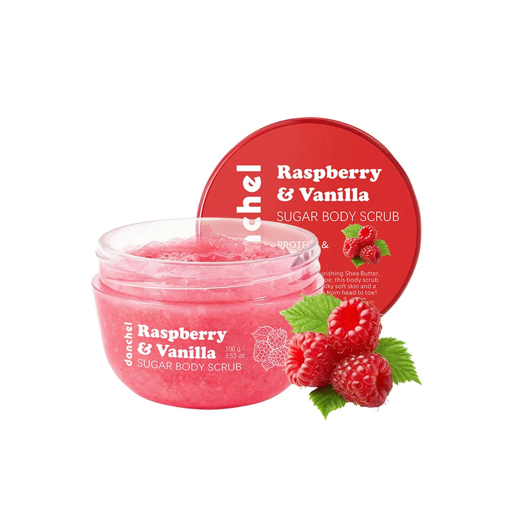 Raspberry Vanilla Sugar Body Scrub Gentle Exfoliation Remove Dead Skin Smooth Soothed Skin Soft Fragrance Shower Body Care