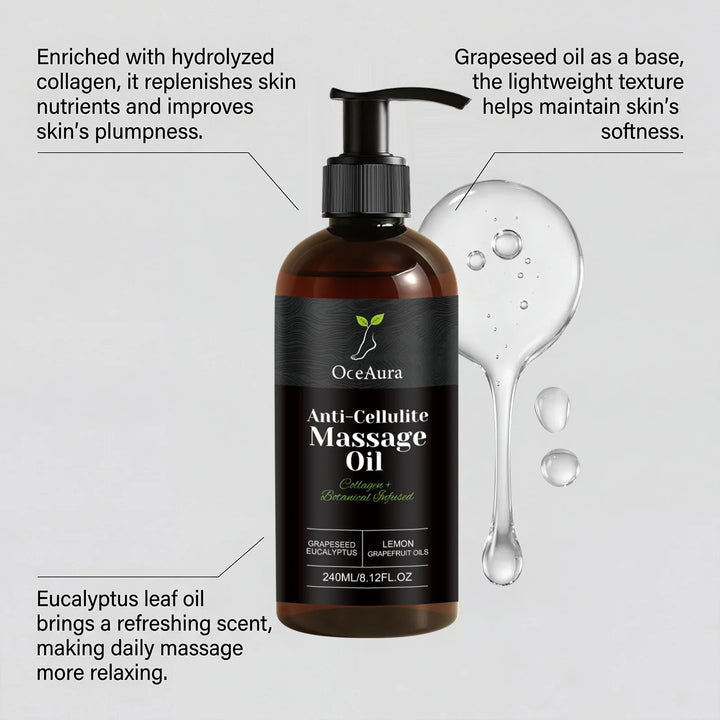 Collagen Anti-Cellulite Massage Oil Abdomen Thigh Firming Nourishing Dry Skin Glowing Soothing Revitalizing Tightening Body Oil