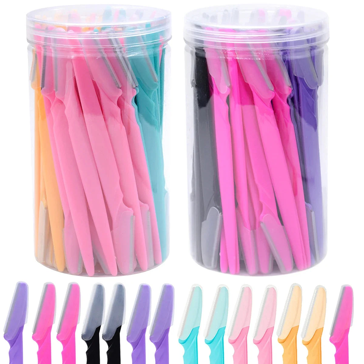 30Pcs/Bottle Eyebrow Razors With Container Facial Eye Brow Trimmer In Case Hair Removal Shaver Safe Blades Trimming Tools Halalzen