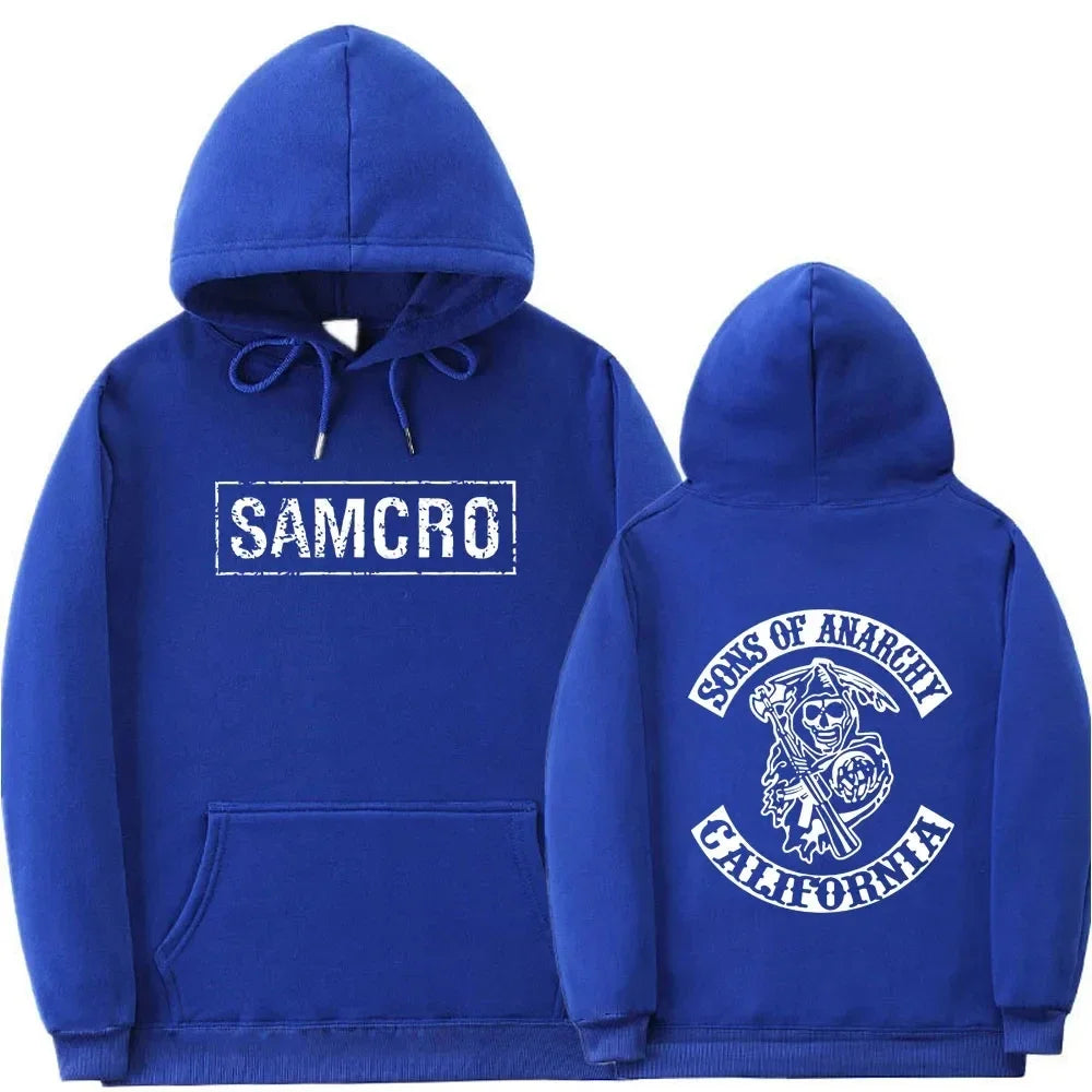 Double Sided Print Hoodie Sweatshirt Tops Sons of Anarchy SAMCRO  Men Womnen Fashion Brand Design Pullover Cotton Fleece Hoodies