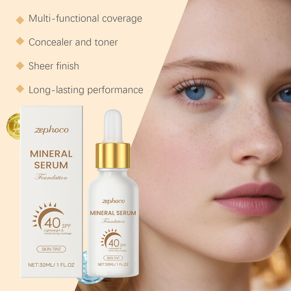 SPF 40 Sunscreen Liquid Foundation Isolation Cream Correct Skin Tone Reduce Dullness Conceal Pores Long Lasting Natural Face Halalzen