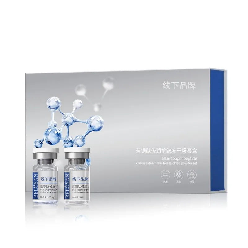 GHK-Cu Blue Copper Peptide Anti-Wrinkle Freeze-Dried Powder - Anti-Wrinkle & Soothing Face Serum with Hyaluronic Acid
