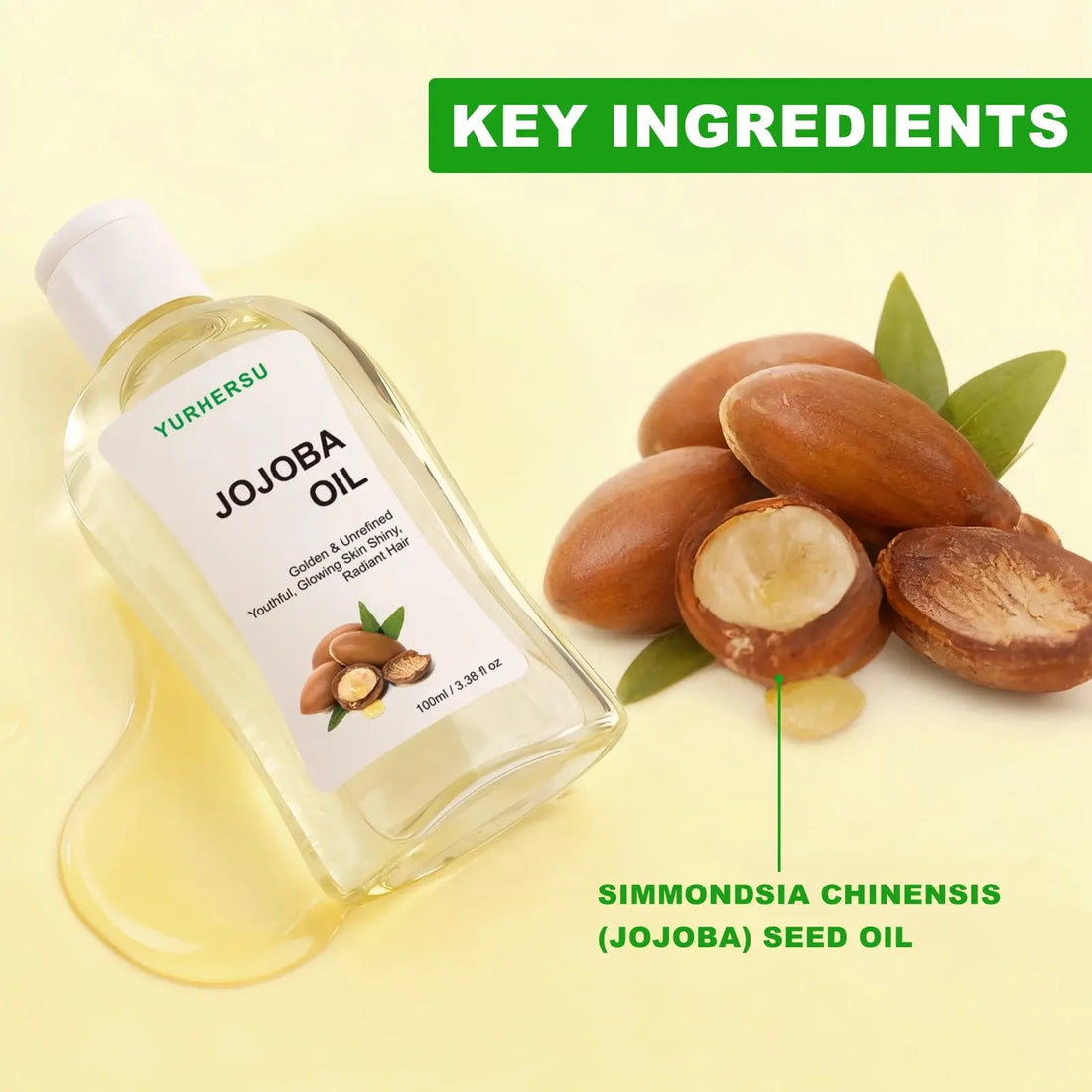 Jojoba Oil for Hair Moisturizing and Repair 100% Pure Dry Damaged Hair Treatment Deep Hydration Anti Frizz Shine 100ml Halalzen