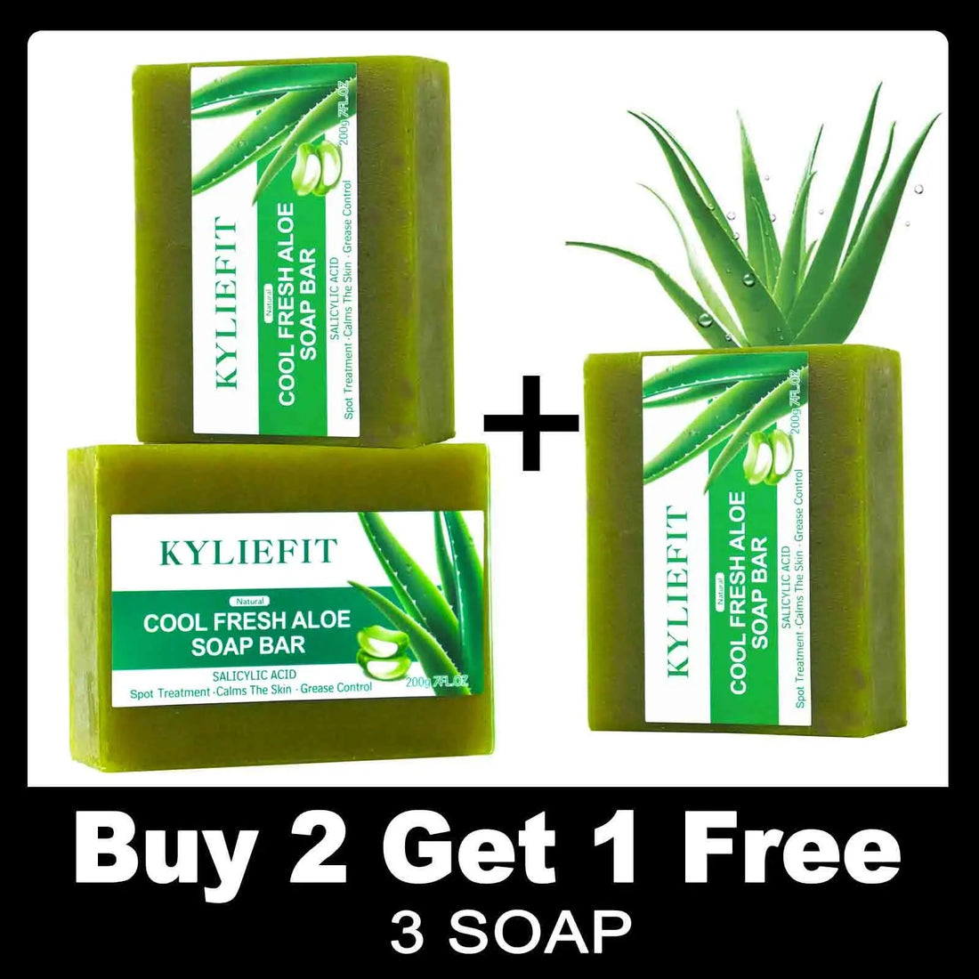 Aloe Brightening Soap Bar, Remove Dark Spots, Sun Spots, Acne, Oil Control, Clean Stains, Exfoliation, For Face and Body, 200g Halalzen