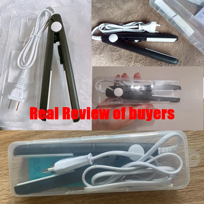 Electric Ceramic Mini Hair Straightener Unisex Portable Flat Iron Wet/Dry Straightening Curling Irons Black FastHeat Hair Curler Halalzen