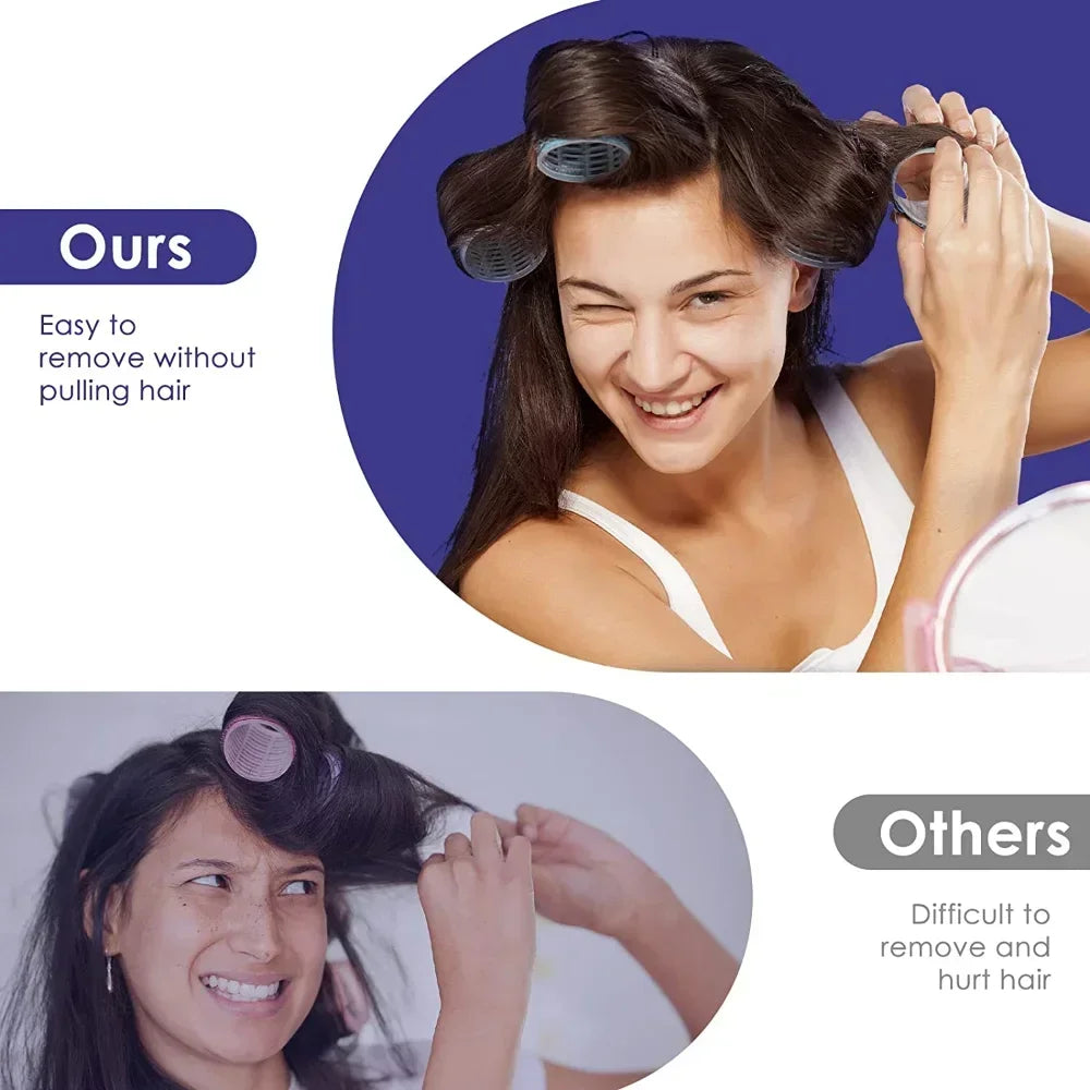 Self-Grip Hair Rollers Heatless Hair Curlers No Heat Hair Bang Volume Self-adhesive Hook &amp Loop DIY Styling Tool Random Color