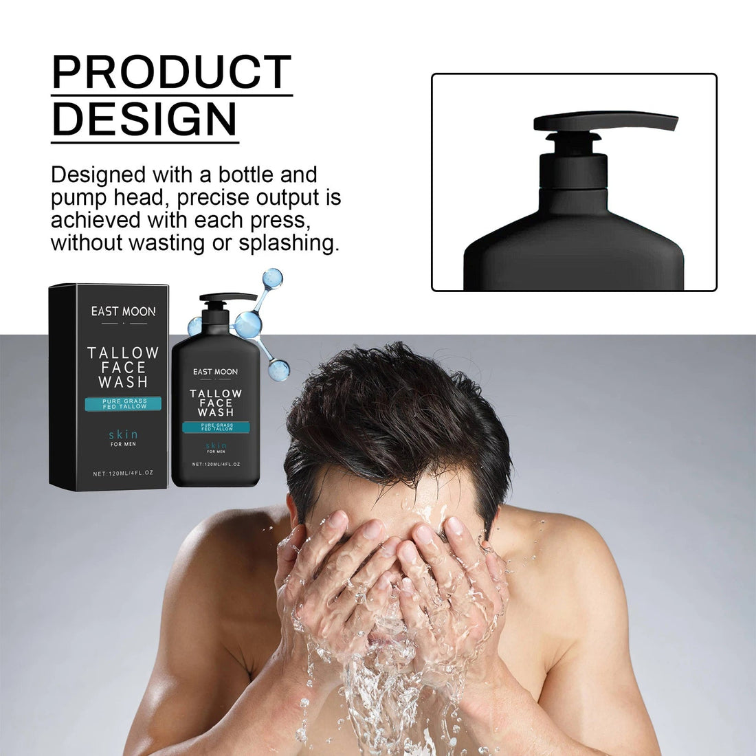 Men's Tallow Facial Cleanser Lotion Remove Acne Blackhead Prevent Clogged Pores Oil Controll Exfoliator Refreshing Facial Cleani Halalzen