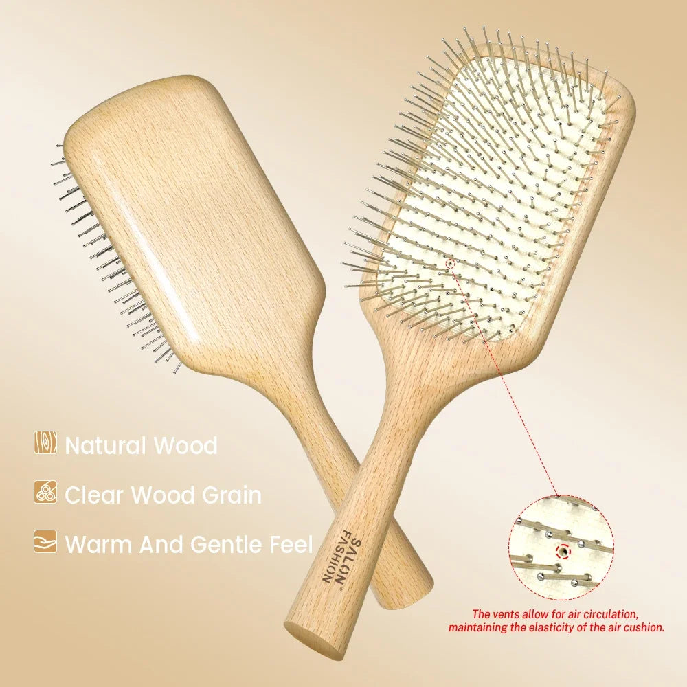 Wooden Air Cushion Massage Comb Anti Static Anti Hair Loss Nourishing Scalp Care Curly Hair Styling Tool