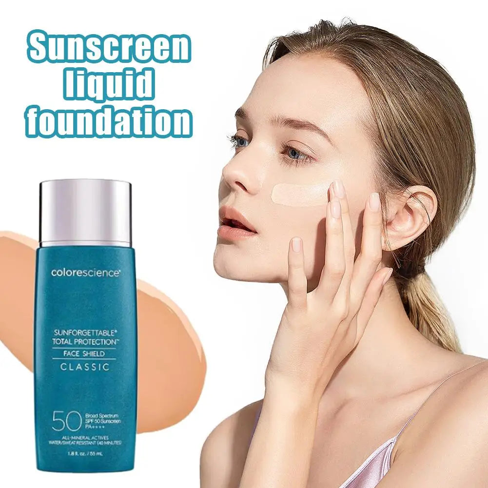 Sunscreen Liquid Foundation 55ml - Against UV Evens Skin Tone, Natural Sun-Kissed Glow, Lightweight & Non-irritating Halalzen