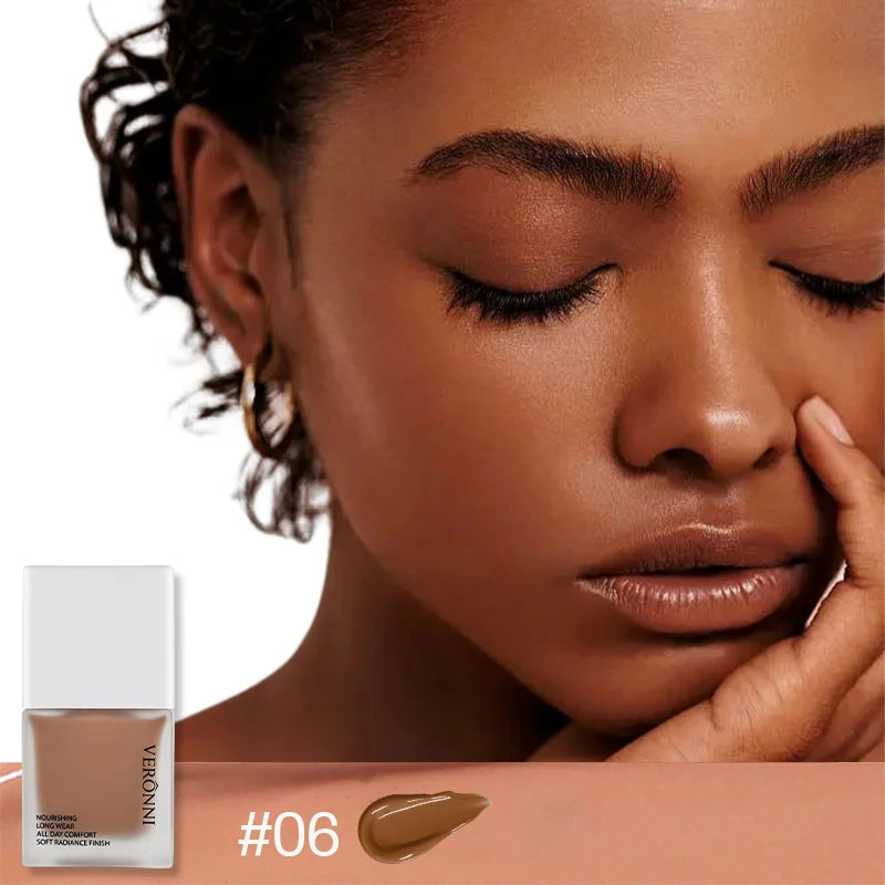 VERONNI Liquid Foundation Cream for Face 10ml High Coverage Makeup Base Sunscreen SPF30 Waterproof Concealer Makeup Foundation Halalzen
