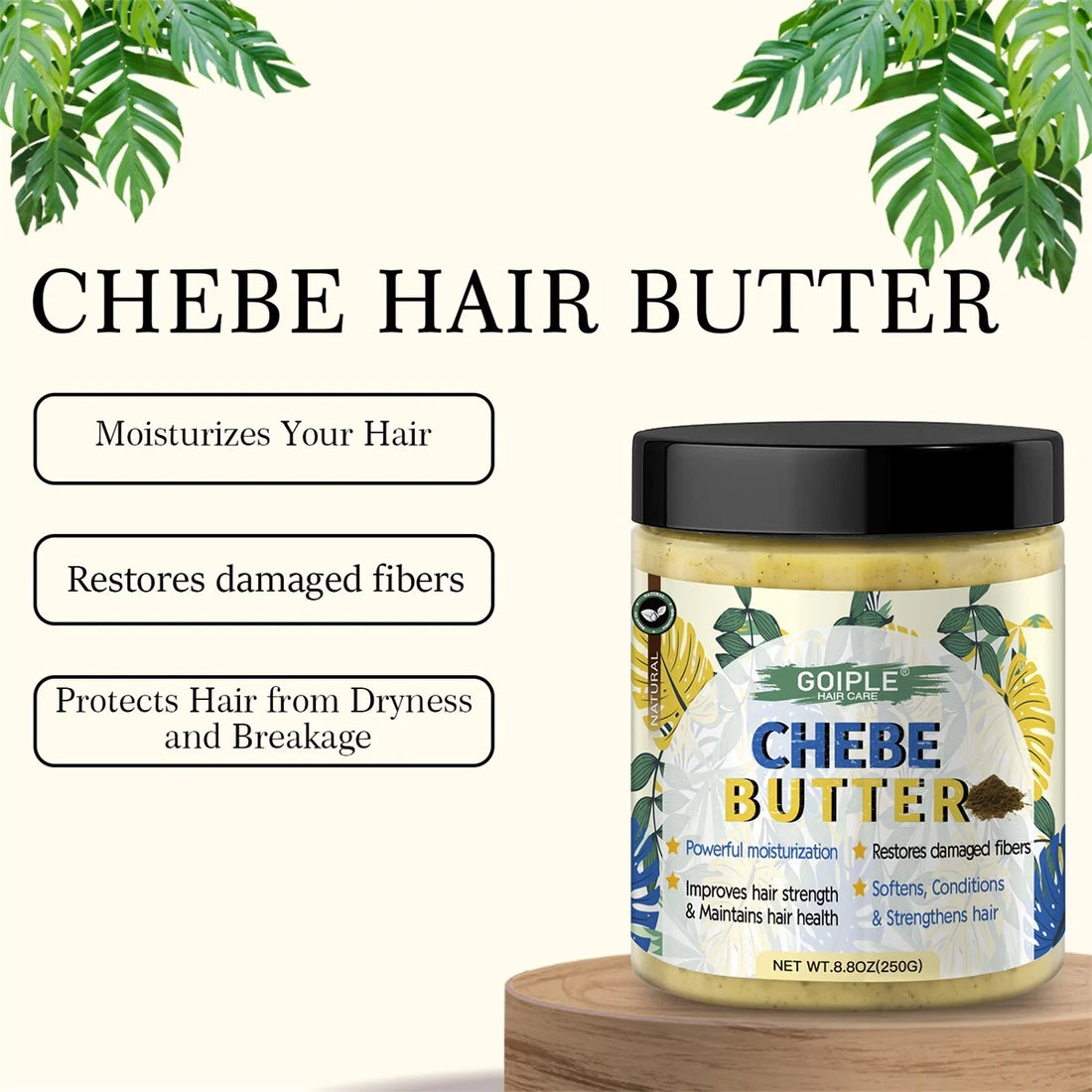 GOIPLE 250g CHEBE Butter for Men & Women Dry, Damaged,Frizzy Hair Moisturizing & Nourishing Cream,Natural Chebe Hair Growth Mask